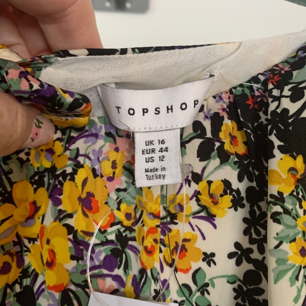 NWT Topshop Floral Long Sleeve Midi Dress 12 - Picture 11 of 11